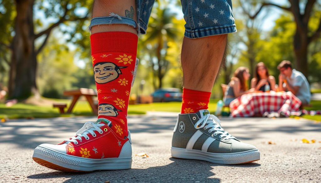 casual outfit ideas with face socks