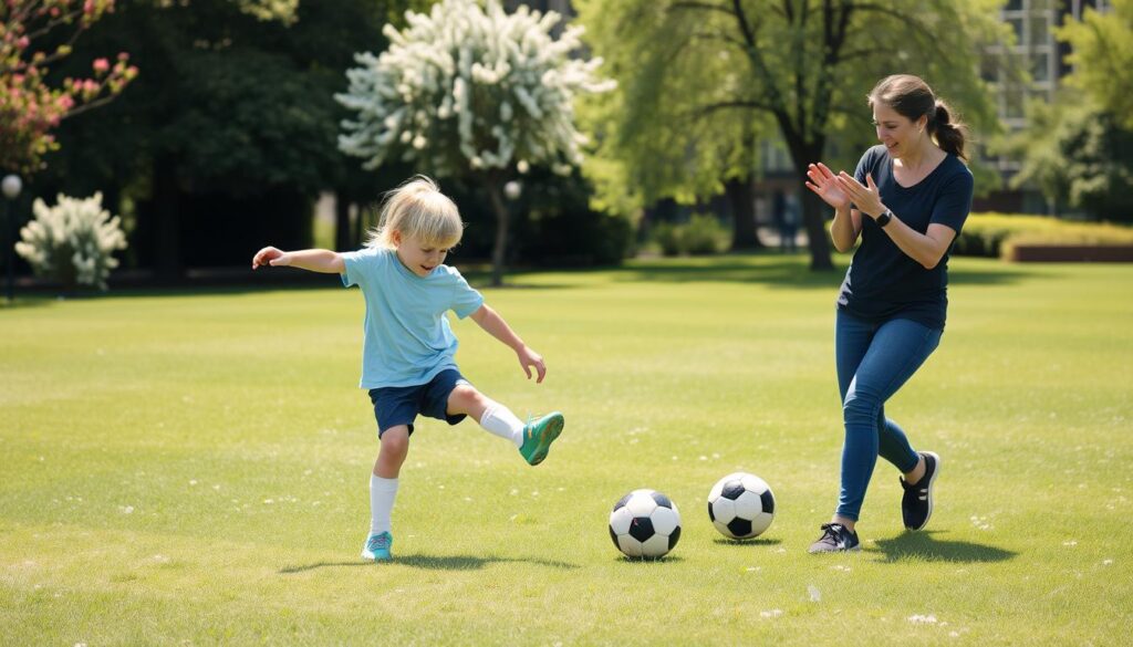 Parent and Child Engaging in Sports